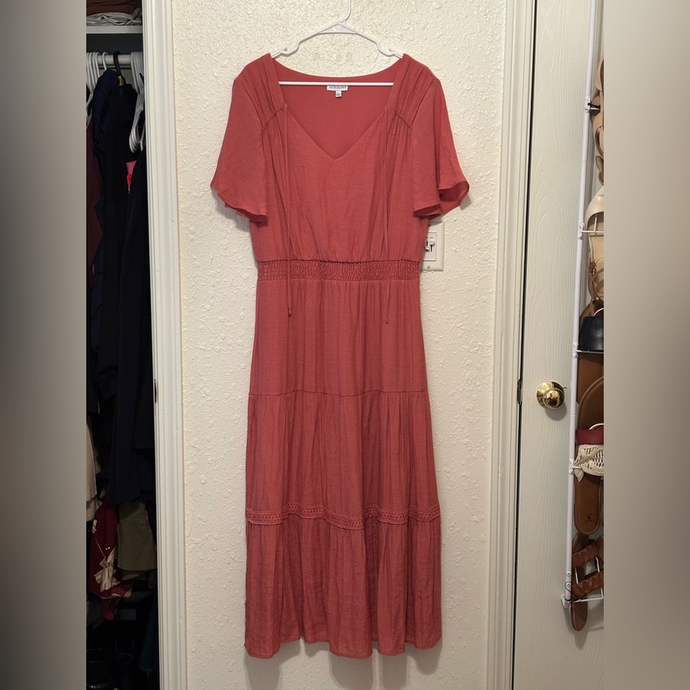 Blush pink casual maxi dress